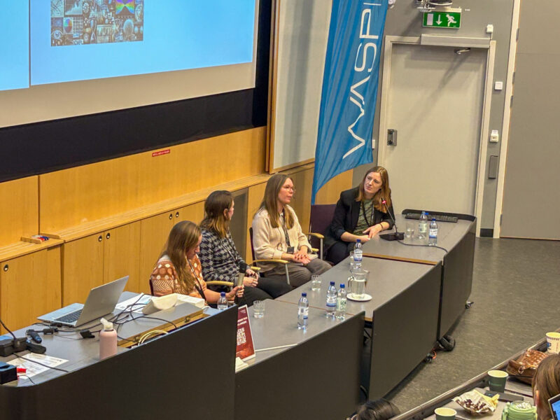 Panel discussion. From left: Judith Bütepage, ML Team Lead, Electronic Arts, Jenny Kunz, Postdoctoral researcher, Linköping University, Frida Blomstedt, Software Engineer Computer Vision, Combitech and Karin Stacke, Research Scientist, Sectra