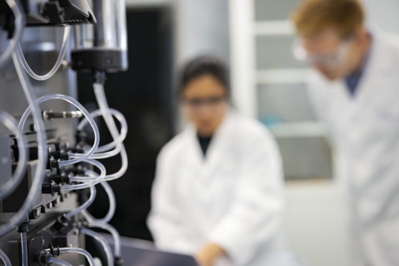 Image courtesy of Testa Center. The picture shows an Äkta Pilot 600 protein purification system which is designed for process development and scale-up of biopharmaceutical protein purification.