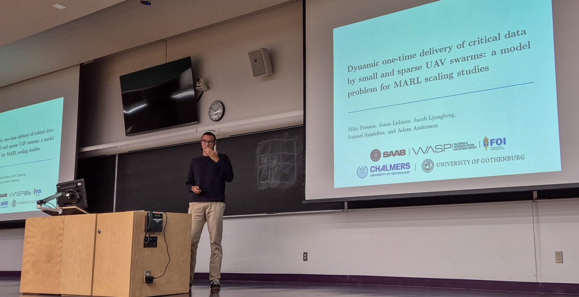 Mika Persson, Chalmers, presenting work at RL group meeting.